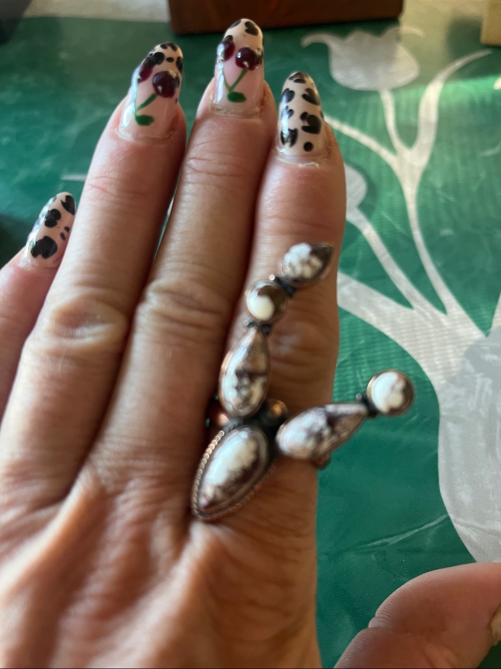 Copper White and Brown Stone Teardrop Women's Ring